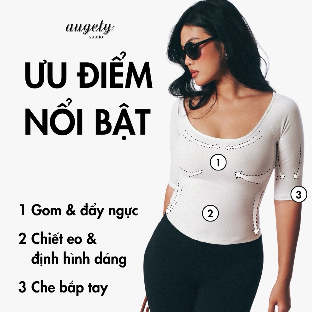 Áo Thun Tay Lửng Cổ Tròn Rộng Chiết Eo Vải Cao Cấp Augety Studio, LANI Top