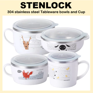 Bộ sưu tập bát và cốc bằng thép không gỉ Alps Farm Friends Hàn Quốc 304