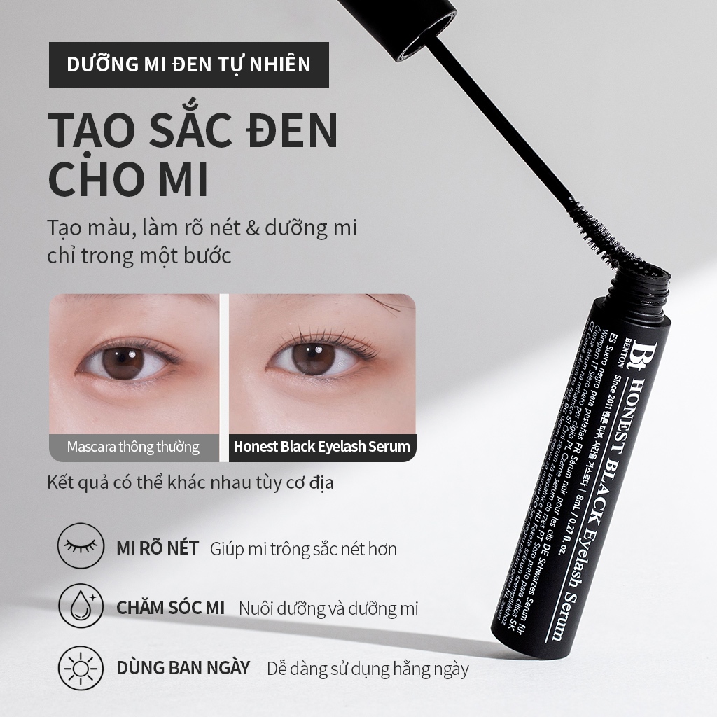 [Benton Official] Serum Dưỡng Mi Honest Black Eyelash – Có màu như mascara, hỗ trợ chăm sóc và nuôi dưỡng hàng mi