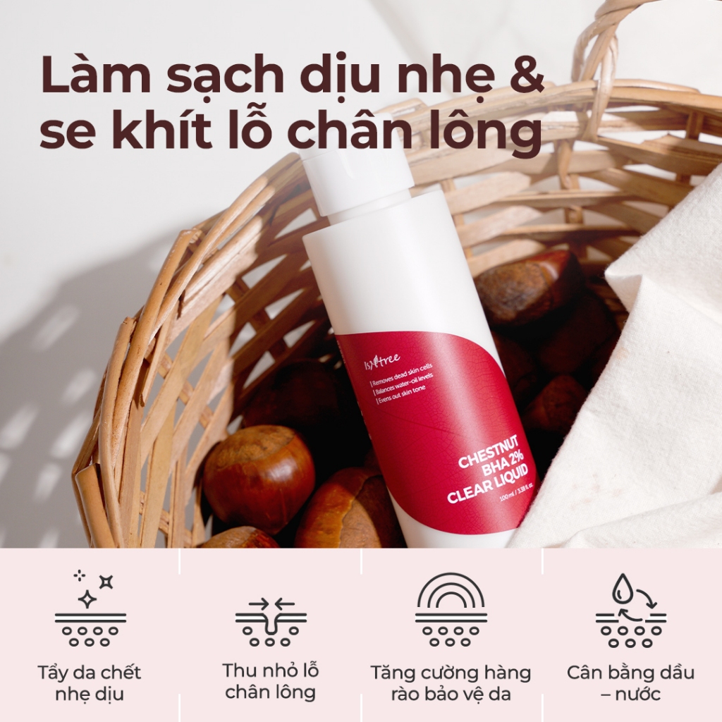ISNTREE Dung Dịch BHA 2% Vỏ Hạt Dẻ 100ml