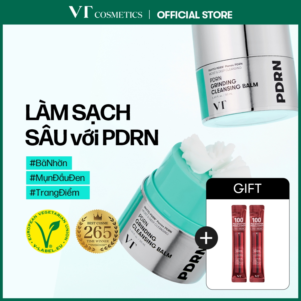 [VT] PDRN Grinding Cleansing Balm 50ml – Sữa Rửa Mặt & Tẩy Trang Sâu, Công Thức Dầu Chuyển Thành Sữa [Flagship chính thức]
