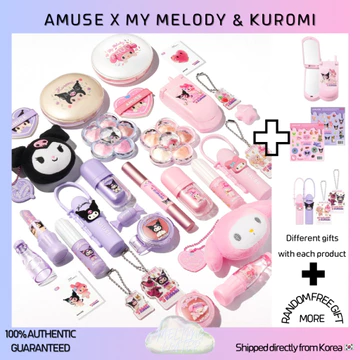 [AMUSE x MY MELODY & KUROMI] Bebe Tint, Sparkle Soda Lip Balm, Bột Nhung Tint, Bảng Mắt Flora, Đệm Hoàn Hảo Da Gốm, Dew Jelly Master Cushion, Bột Lip & Cheek,