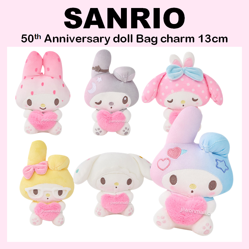 [SANRIO] Túi búp bê kỷ niệm 50 năm quyến rũ 13cm (Hồng / Dâu / Trắng / Tốt nghiệp / Vàng / Xám)