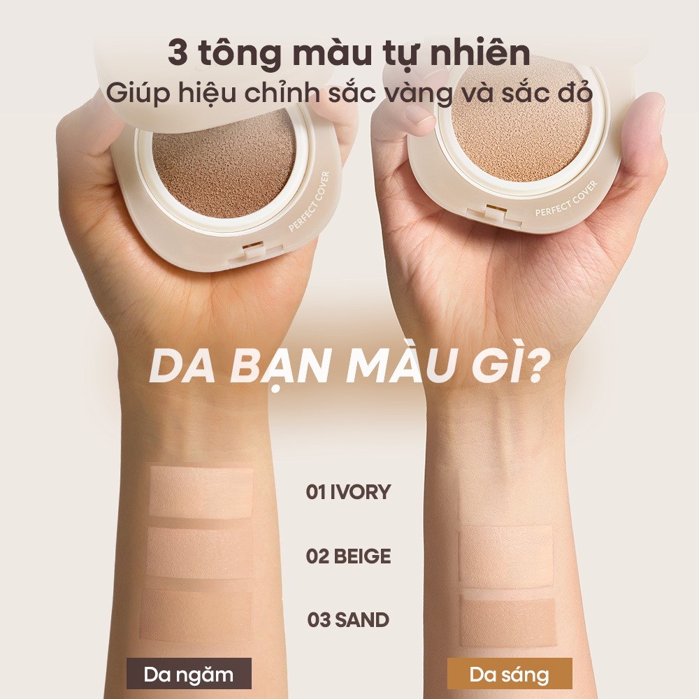 [OBgE Chíng hãng] OBgE Perfect Cover Cushion SPF50+ PA++++ 15g Phấn Nước Che Phủ Hoàn Hảo, Mỏng Nhẹ Tự Nhiên, Bền Màu Không Mốc Nền