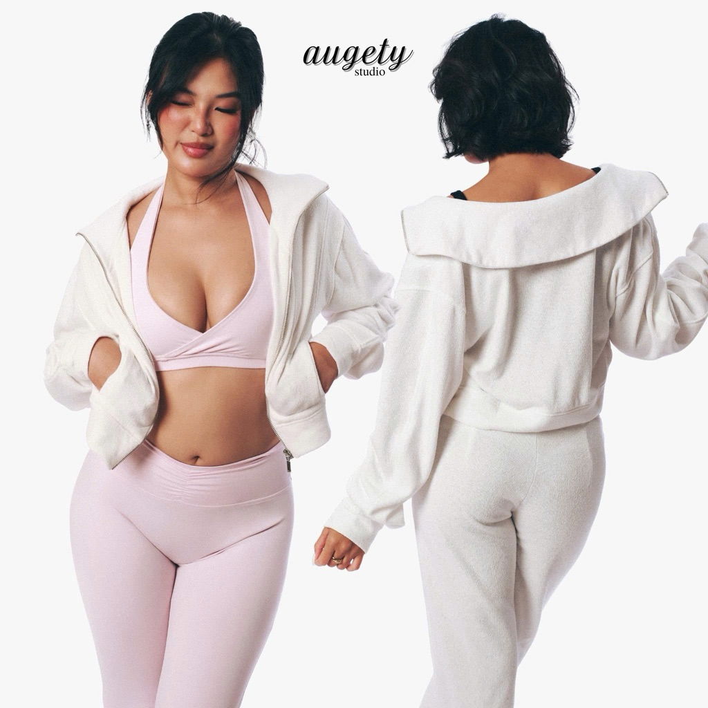 [MUA 3 MÓN GIẢM 40K] Áo Khoác Form Rộng Cổ Gập Bản Lớn Khóa Kéo Kim Loại Vải Lông Terry Pile Augety Studio, MIU JACKET