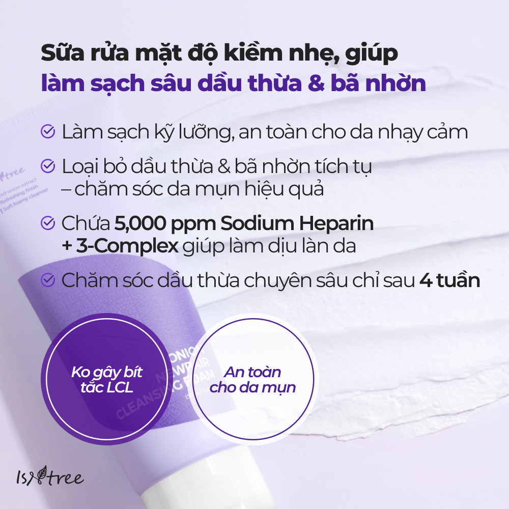 ISNTREE Sữa Rửa Mặt Hành Tím Phục Hồi Da 150ml