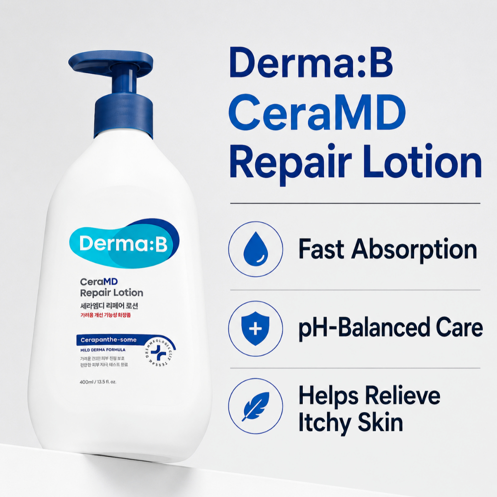 Derma: Kem & Kem dưỡng da phục hồi CeraMD B | Chăm sóc rào cản độ ẩm sâu | Ceramide, Panthenol & Bơ hạt mỡ | Kem dưỡng ẩm hàng ngày cho da nhạy cảm | Sản xuất tại Hàn Quốc