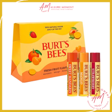 [Burt 's Bees] Bộ ba dưỡng môi Juicy – Sweet Mandarin + Xoài + Dâu |
