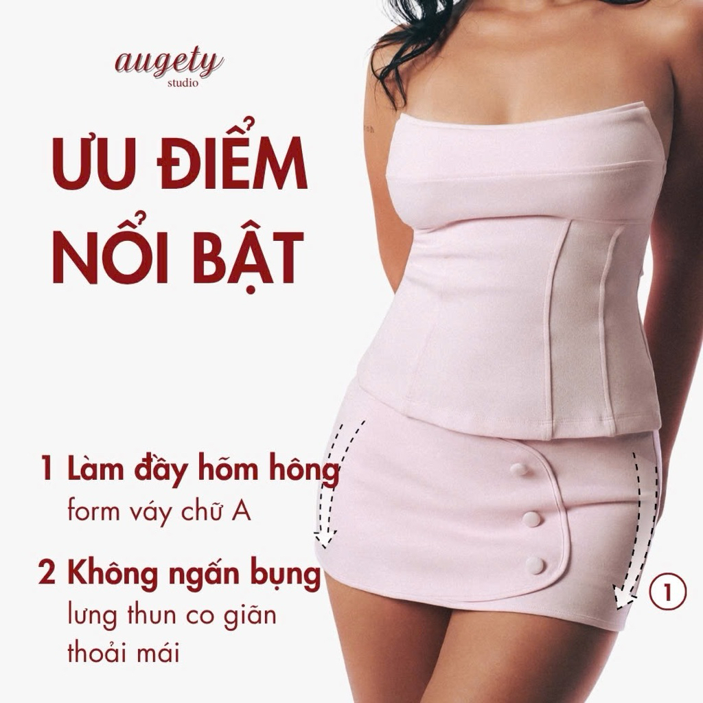 [MUA KÈM ÁO GIẢM 30K] Chân Váy Quần Ngắn Dáng A Nút Bọc Lưng Thun Vải Cotton Cao Cấp Augety Studio, GIA SKIRT
