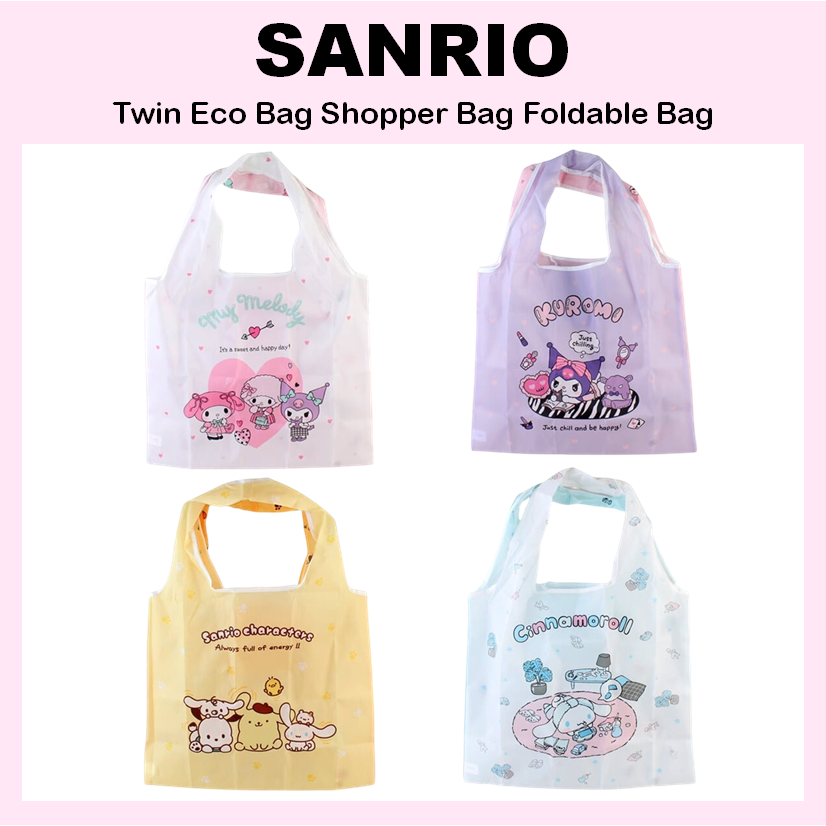 [SANRIO] Túi sinh thái đôi Túi mua sắm Túi có thể gập lại (My Melody / Kuromi / Cinnamoroll / Pochacco)