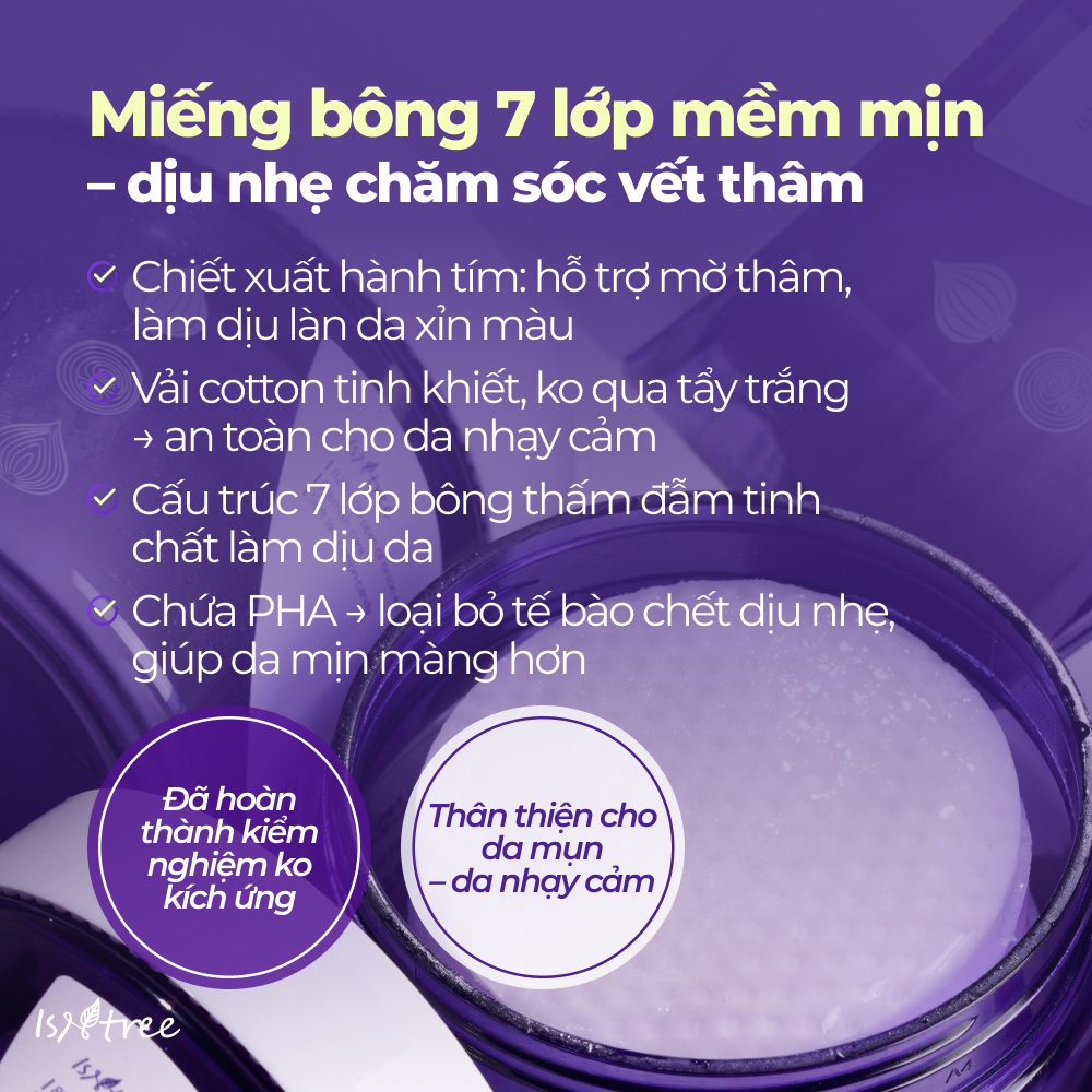 ISNTREE Toner Pad Hành Tím Clear Pad 250ml (60 miếng)
