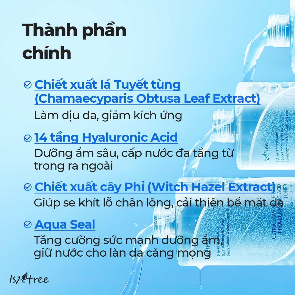 ISNTREE Toner Cấp Ẩm Siêu Phân Tử Hyaluronic Acid Toner 300ml