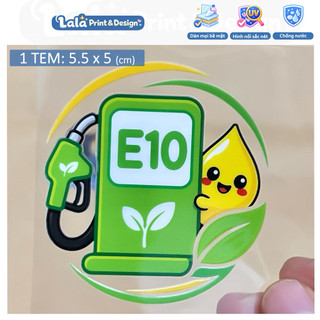Tem Dán UV DTF logo E10 Sinh Học dễ thương Dán Xe Ô tô, Dán Xe Máy | Dán xe điện | Dán Vali | Dán Laptop chống nước