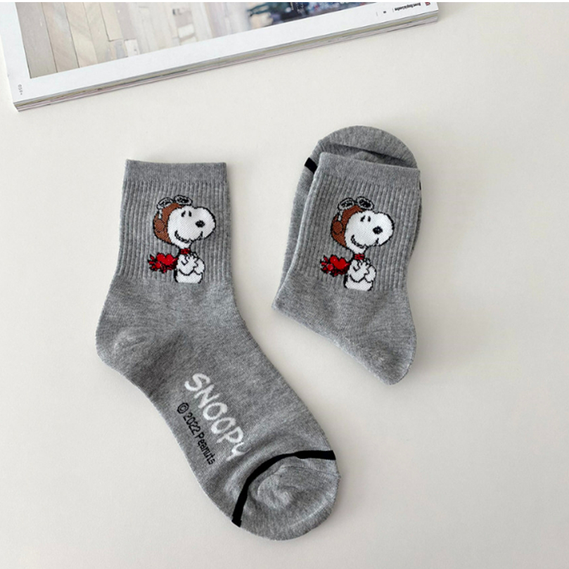 [SNOOPY] Tất Snoopy phi công màu xám