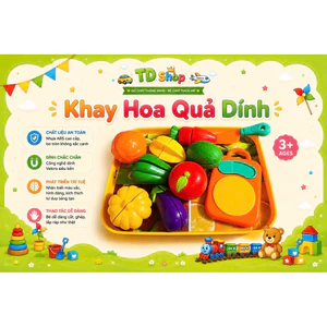 Bộ Đồ Chơi Hoa Quả Cắt Dính Cho Bé - Màu Sắc Sặc Sỡ, Nhựa An Toàn Cho Bé Phát Triển Kỹ Năng Đầu Bếp