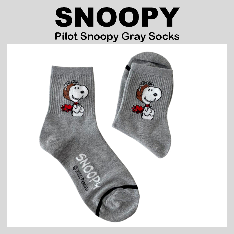 [SNOOPY] Tất Snoopy phi công màu xám