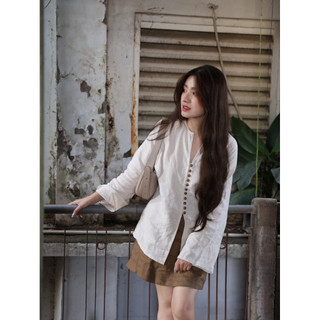 𝙈𝙄𝙃𝙊 𝙏𝙊𝙋 - Áo Linen TƯNG GÂN Cúc Bọc
