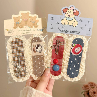 Dán tóc mái màu nâu hình gấu cute, miếng dán mái viền ren dễ thương phụ kiện tóc