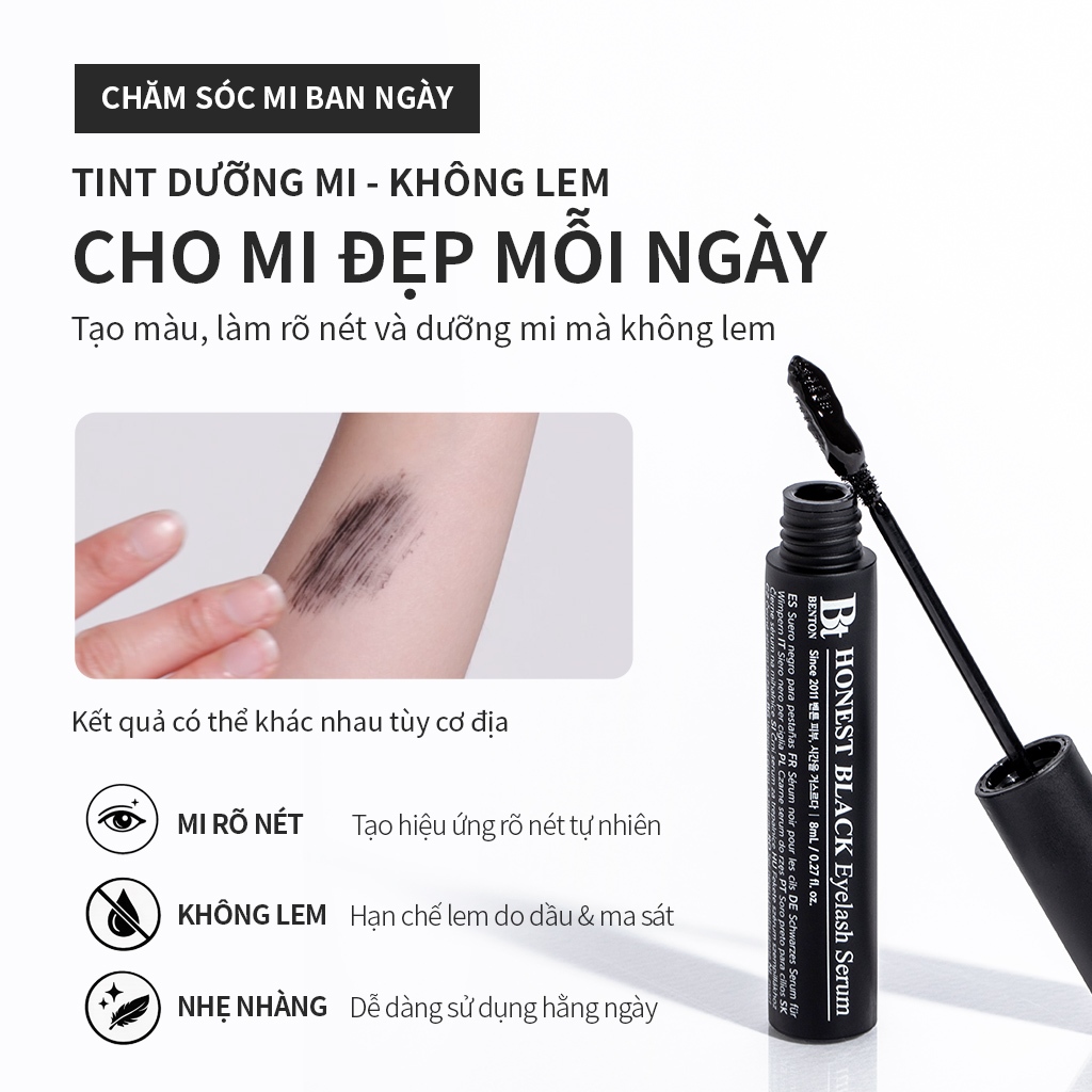[Benton Official] Serum Dưỡng Mi Honest Black Eyelash – Có màu như mascara, hỗ trợ chăm sóc và nuôi dưỡng hàng mi