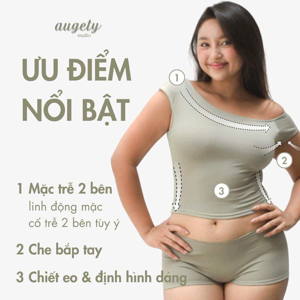 Áo Thun Ôm Trễ Vai Chiết Eo Vải Cao Cấp Augety Studio, DELILAH Top
