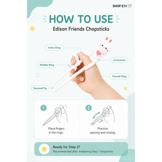 ⭐Edison⭐ Đũa Tập Bạn Bè Bước 1 Trẻ Em Học Đũa Sản Xuất Tại Hàn Quốc