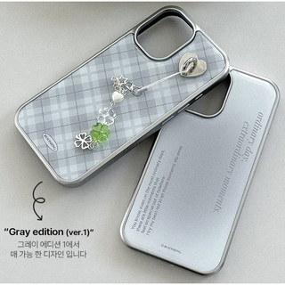 [Booming] Chủ đề màu xám - Ốp điện thoại Ốp lưng Epoxy màu bạc tương thích cho iPhone 17 16 15 14 Pro Max Plus Họa tiết chấm sọc Y2K dễ thương Vỏ TPU chống sốc từ tính
