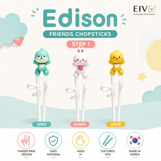 ⭐Edison⭐ Đũa Tập Bạn Bè Bước 1 Trẻ Em Học Đũa Sản Xuất Tại Hàn Quốc