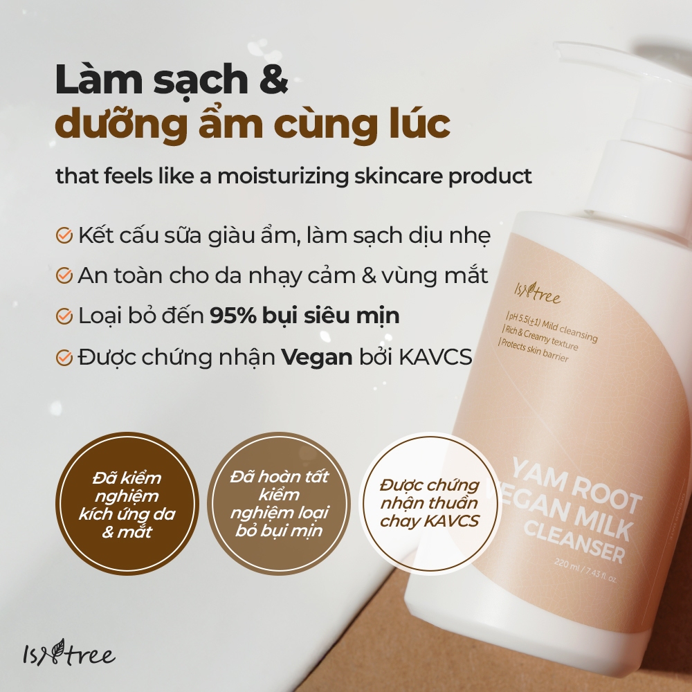 ISNTREE Sữa Tẩy Trang Thuần Chay Khoai Mỡ 220ml