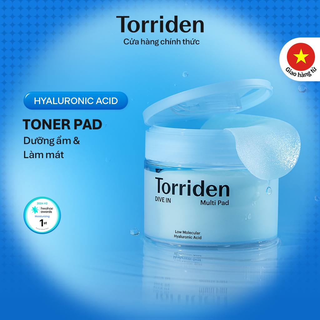 [Torriden Chính hãng] Pad đa năng DIVE IN chứa Hyaluronic Acid, 80 miếng, Toner Pad