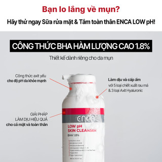 Gel Tắm Sữa Rửa Mặt Cho Da Dầu Mụn BHA 1.8% Làm Sạch Sâu Giảm Mụn Toàn Thân Kiềm Dầu 300ml COSUZZLE ENCA
