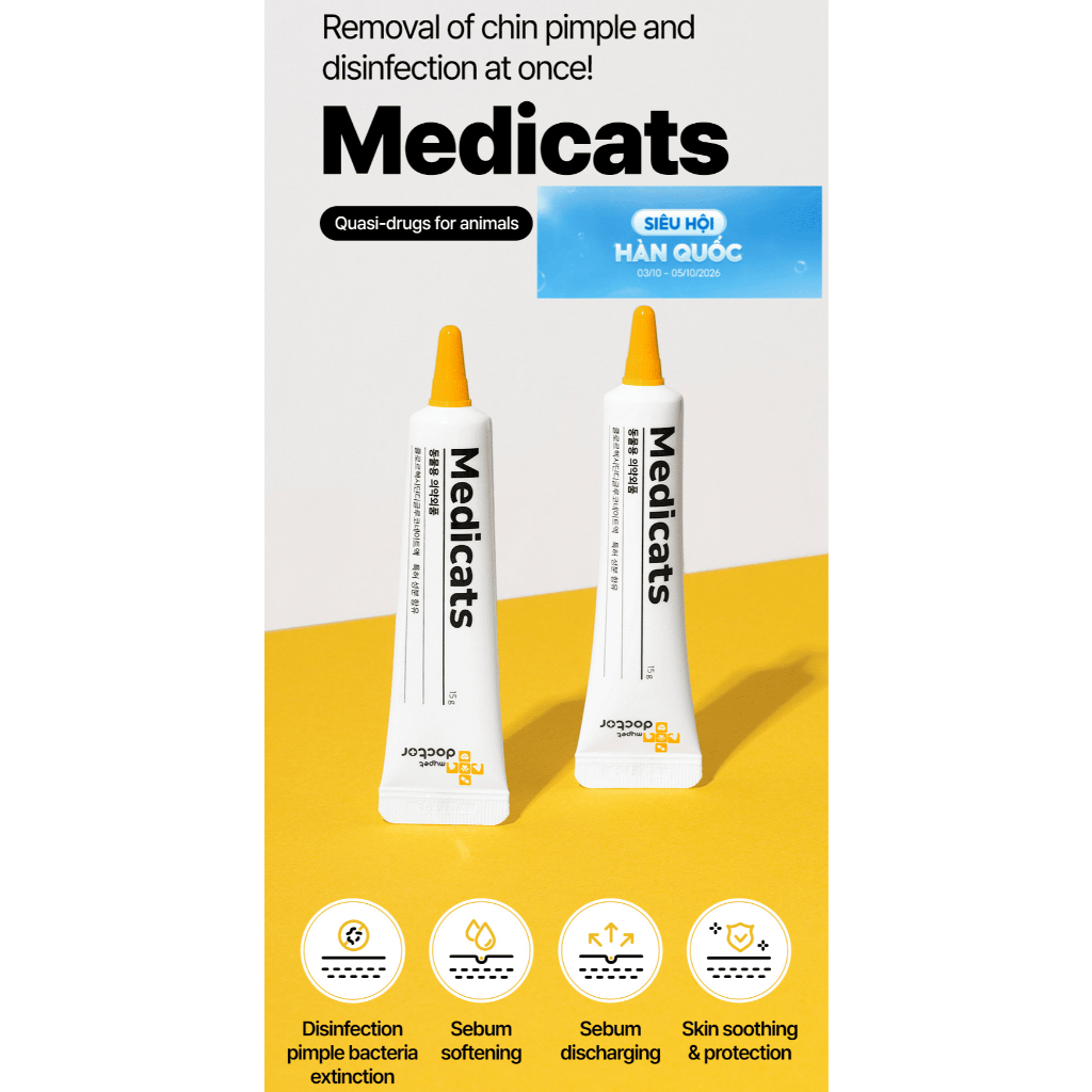 [Mypet Doctor] MEDICATS – Kem chăm sóc làm sạch da cằm mèo & đốm | 15g