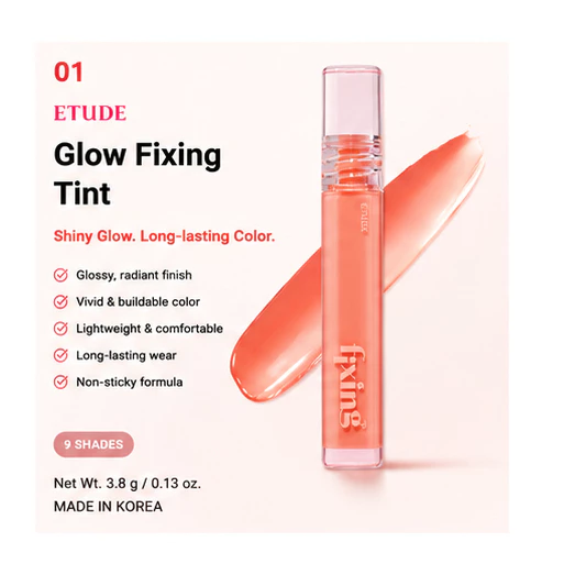 K-Beauty | Tint cố định phát sáng ETUDE | Son Tint Son bóng lâu trôi Hàn Quốc | Màu môi nhẹ Juicy | 9 sắc thái