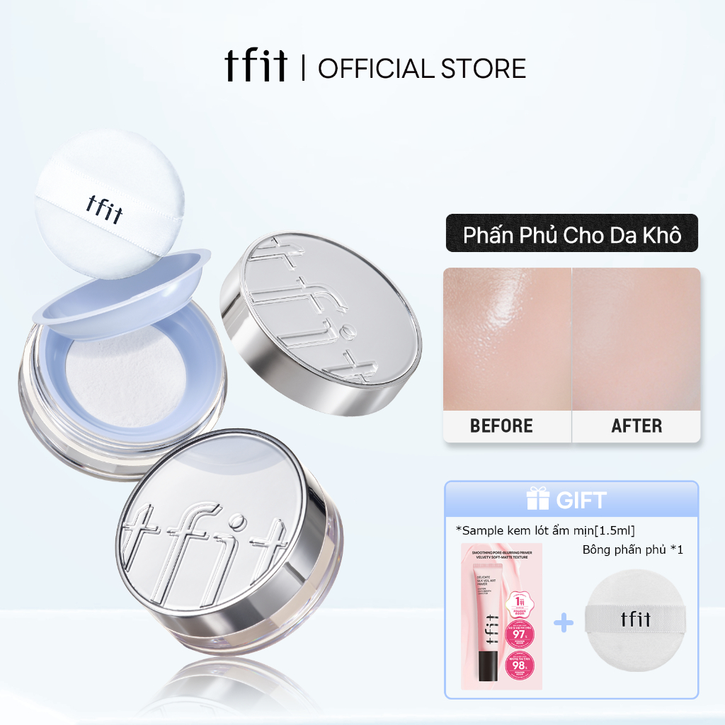 [TFIT Official] Phấn Phủ Cho Da Khô Kiềm Dầu 24h Dưỡng Ẩm Translucent Set Essential Powder 5g
