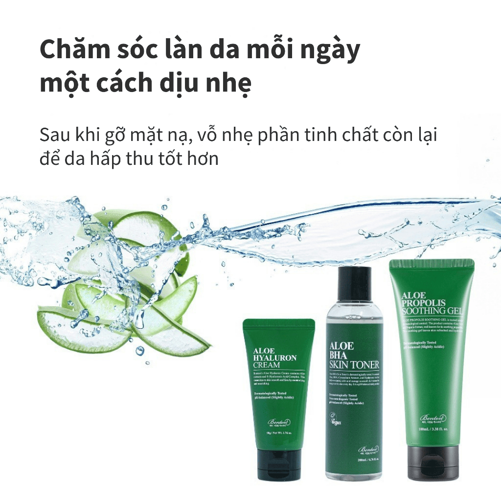 [Benton Official] Mặt Nạ Giấy Aloe Soothing – Cấp ẩm, dưỡng ẩm, làm mát và làm dịu da sau nắng, hỗ trợ giảm cảm giác ửng đỏ, phù hợp da khô & da nhạy cảm
