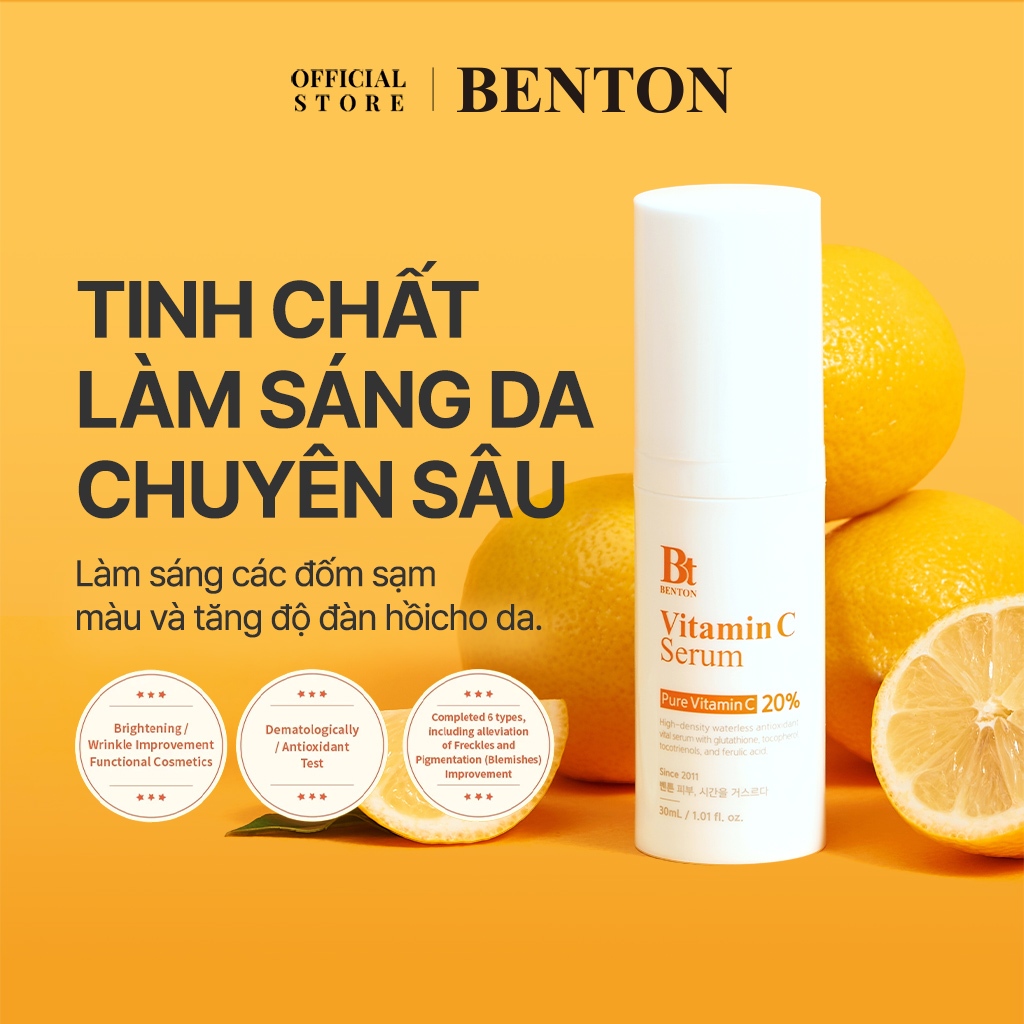 [Benton Official] Tinh Chất Vitamin C – Làm sáng da, hỗ trợ mờ đốm nâu, thâm mụn, tàn nhang, chống oxy hóa