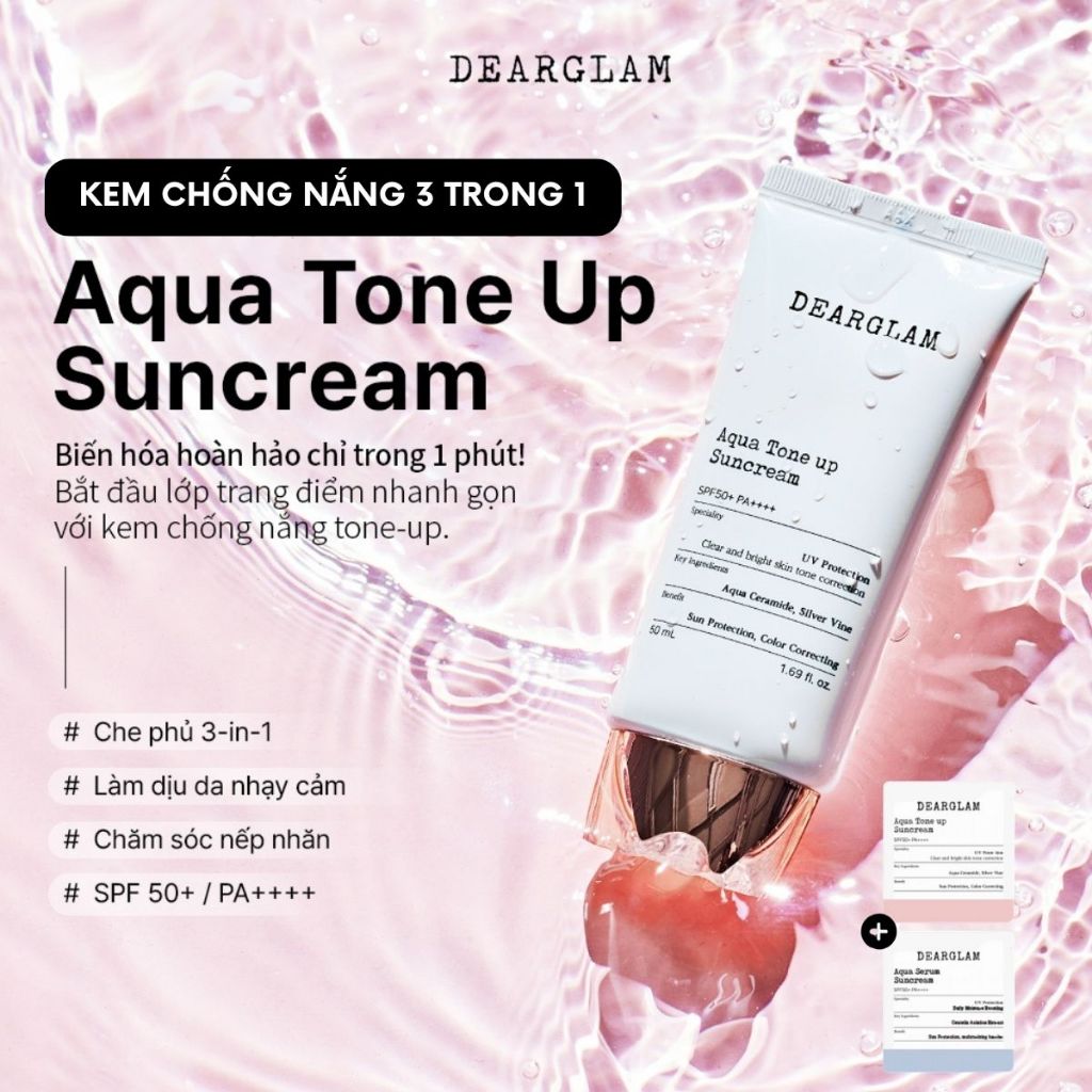 [Dearglam] Kem chống nắng nâng tông trắng hồng Tone-up suncream (SPF 50 + / PA + + + +/ 50ml)