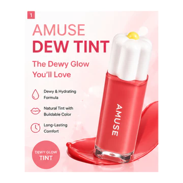 K-Beauty | Tint AMUSE Dew 4g | Son Tint Son bóng thuần chay Hàn Quốc | Kem dưỡng ẩm Dewy Lip Color | 12 sắc thái