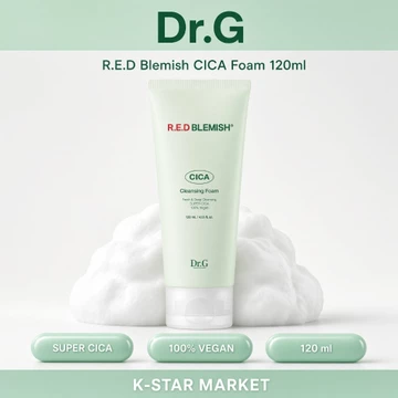 [Hàn Quốc] Sữa rửa mặt Dr.G R.E.D Blemish CICA 120ml | Sữa rửa mặt sâu VEGAN Super CICA 100% [Hàn Quốc] Sữa rửa mặt Dr.G R.E.D Blemish CICA 120ml | Sữa rửa mặt sâu VEGAN Super CICA 100%