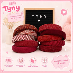Băng đô cài tóc nhung tone đỏ nổi bật