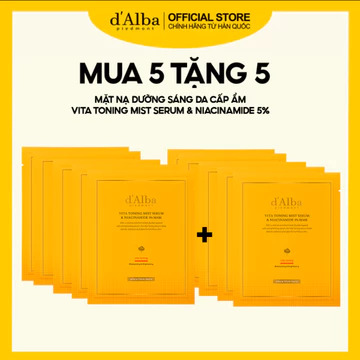 [d’Alba Official] Mua 5 tặng 5 Mặt nạ dưỡng sáng da với Niacinamide 5% d’Alba Vita Toning Mist Serum & Mặt nạ Niacinamide 5%