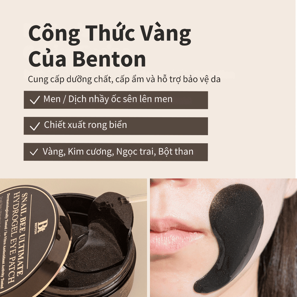 [Benton Official] Mặt Nạ Mắt Hydrogel Snail Bee Ultimate – Cấp ẩm, làm mát, làm dịu, hỗ trợ cải thiện quầng thâm, bọng mắt và nếp nhăn vùng mắt
