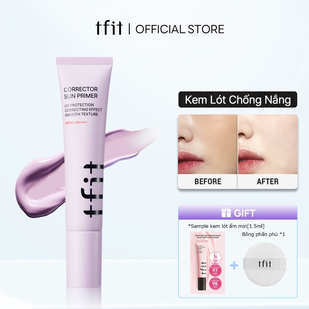 [TFIT Official] Lavender Kem Lót Chống Nắng Chỉnh Sắc Da Vàng Và Xỉn Màu SPF50+ PA++++ Nâng Tông Corrector Sun Primer 30ml