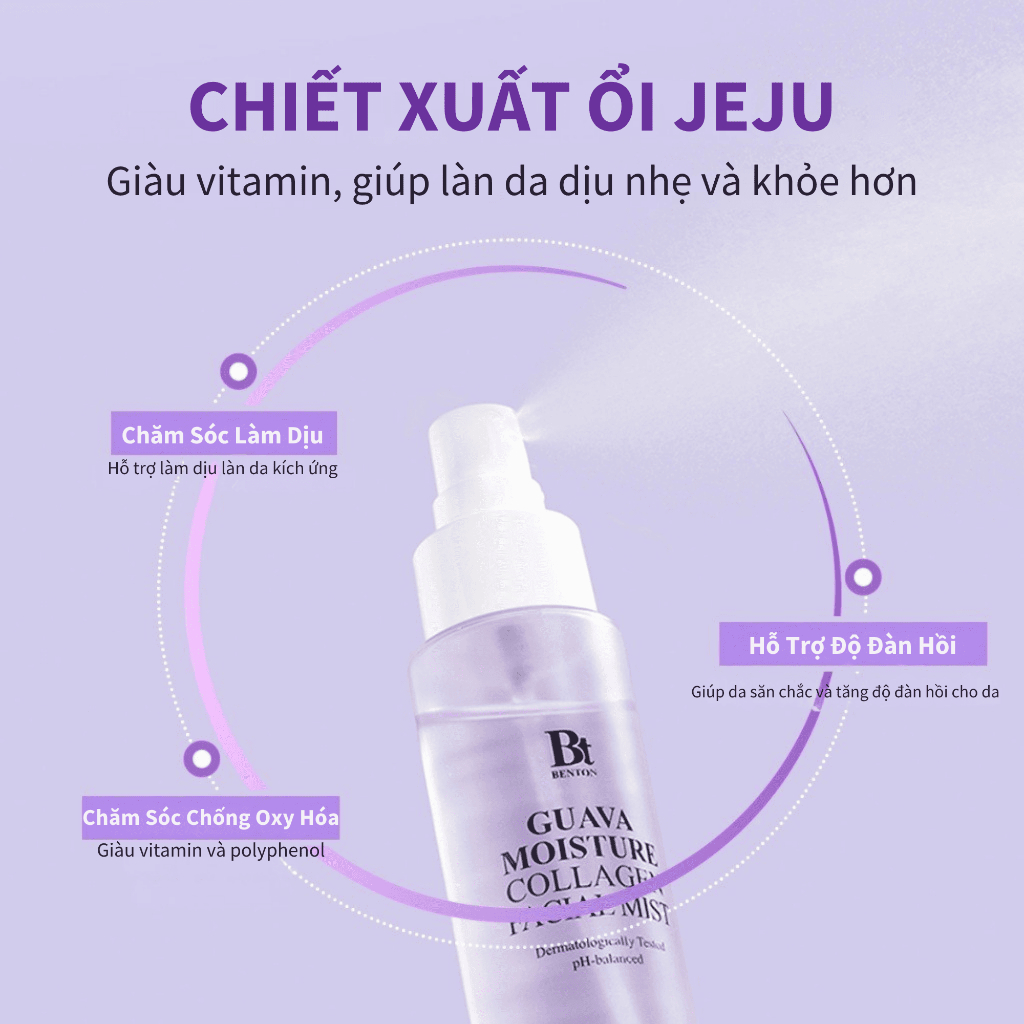 [Benton Official] Xịt Khoáng Guava Moisture Collagen – Cấp ẩm, làm mát tức thì, làm dịu da, giúp da căng bóng, tươi mới và hỗ trợ cải thiện dấu hiệu lão hóa