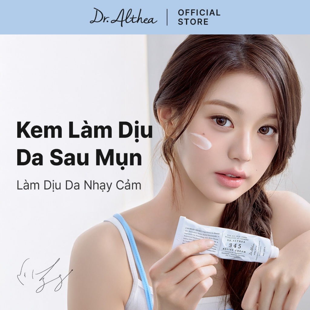 Dr.Althea 345 Relief Cream 50ml/15ml | Chăm Sóc Da Sau Mụn, Dịu Nhẹ | Phục Hồi Hàng Rào Bảo Vệ Da, Giảm Đỏ | Niacinamide + Panthenol, Thuần Chay