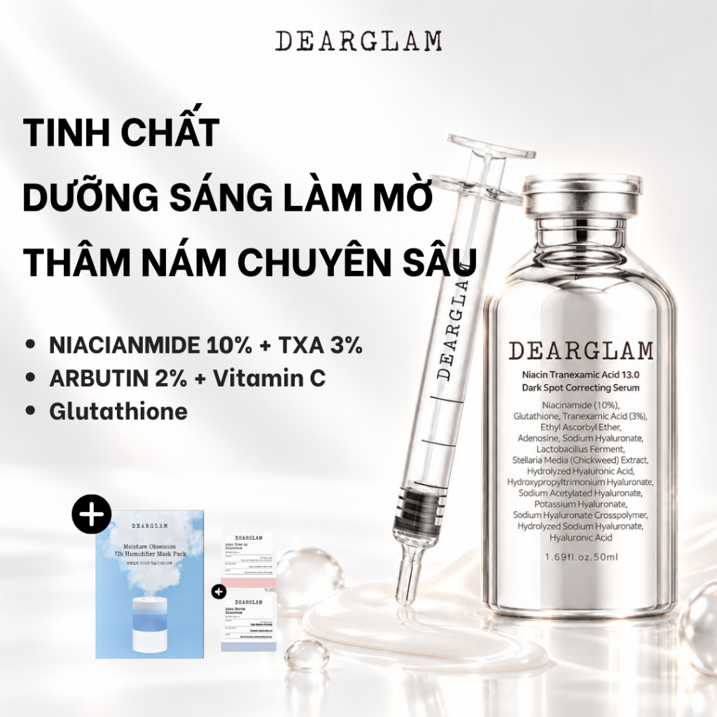 [Dearglam] Serum dưỡng sáng da mờ nám , tàn nhang, giảm tăng sắc tố Niacin Tranexamic Acid 13.0 Dark Spot correcting Serum Dearglam (50ml)