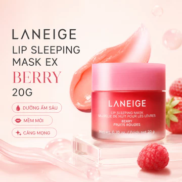 Mặt Nạ Ngủ Môi Laneige Lip Sleeping Mask EX Berry Hàn Quốc Chính Hãng Dưỡng Ẩm Sâu, Làm Mềm Môi, Phục Hồi Môi Khô Nứt, Tẩy Tế Bào Chết Nhẹ, Giữ Môi Ẩm Mịn, Căng Mọng Tự Nhiên, Giúp Môi Hồng Hào, Phù H
