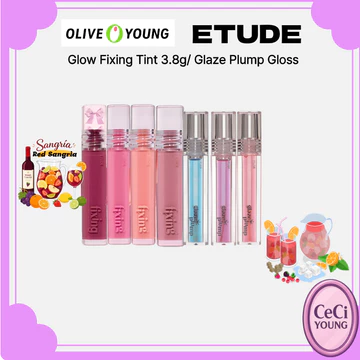[Etude] Glow Fixing Tint 3.8g Son bóng dưỡng ẩm lâu trôi / Men Plump Gloss / Trang điểm môi Hàn Quốc
