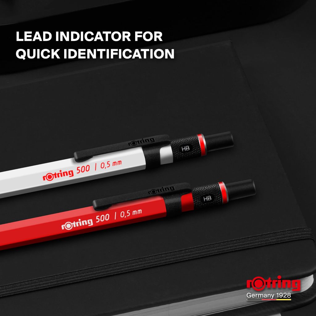 rOtring 500 But Chi 0.5mm/5 Mau Do Trang Den Xanh/Luc Giac/Tay Cam Knurl/Ong Dan Co Dinh