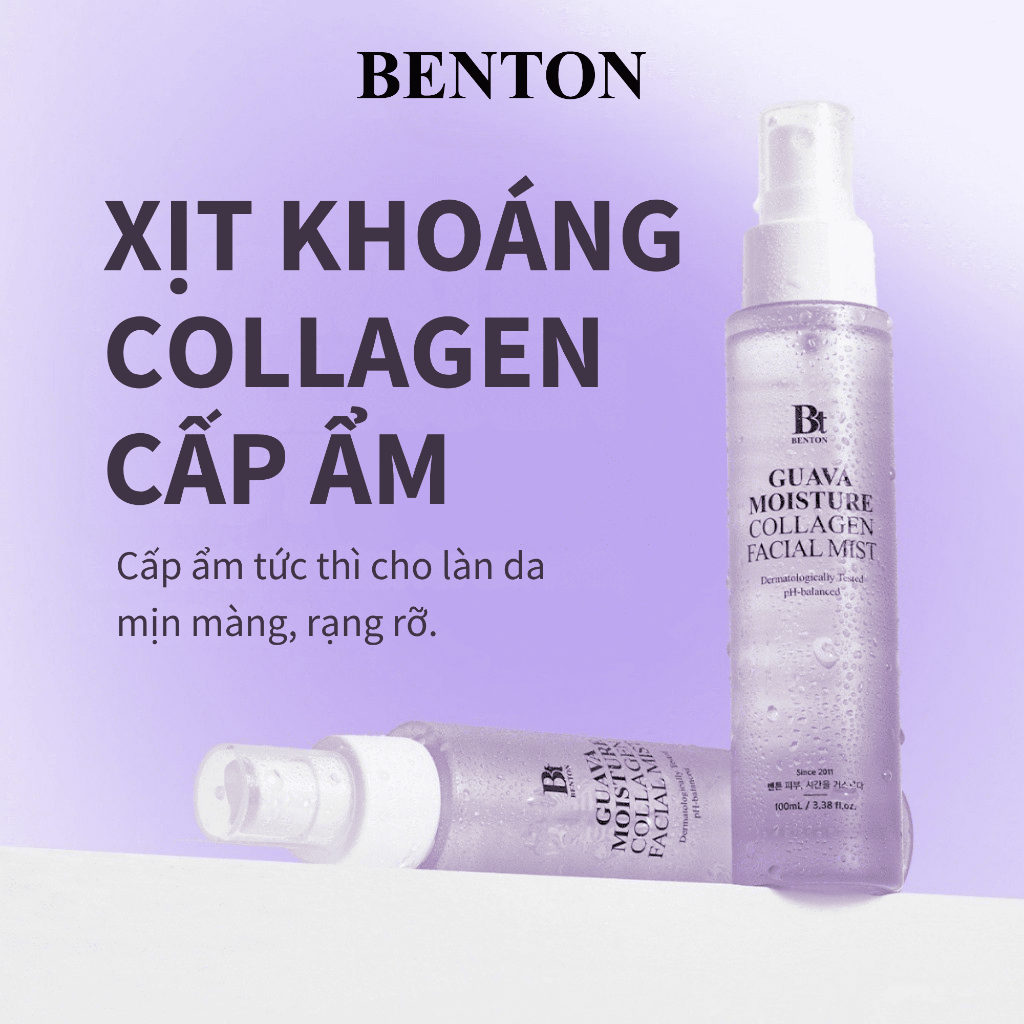 [Benton Official] Xịt Khoáng Guava Moisture Collagen – Cấp ẩm, làm mát tức thì, làm dịu da, giúp da căng bóng, tươi mới và hỗ trợ cải thiện dấu hiệu lão hóa