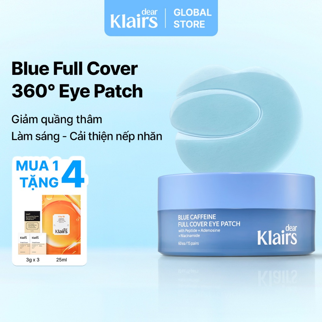 Mặt Nạ Mắt Xanh EGF Full Cover 360° (60 miếng) - Peptide, Azulene, Panthenol, Caffeine